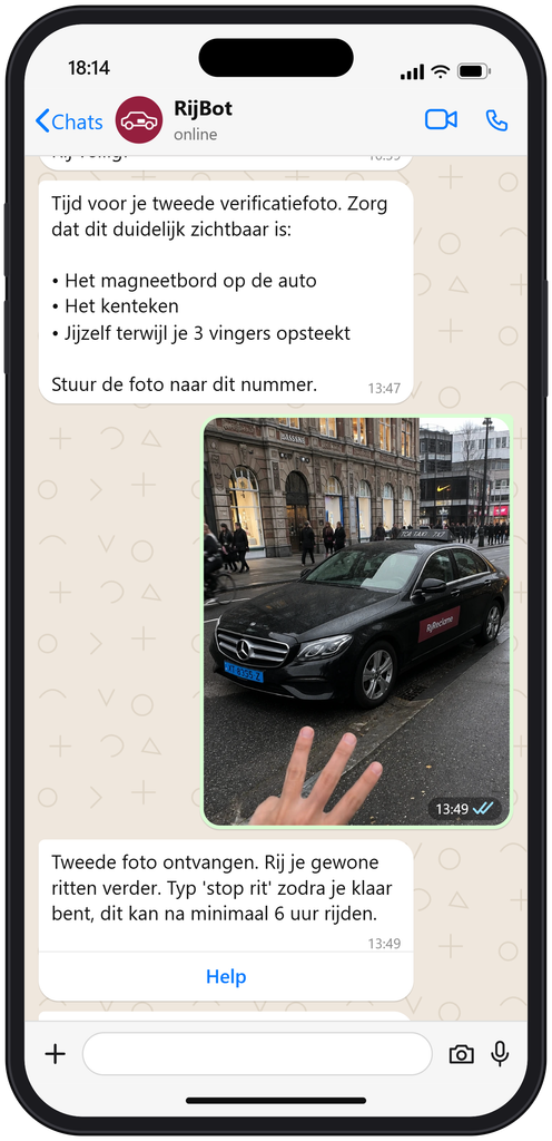 RijBot vraagt onderweg om een tweede verificatiefoto